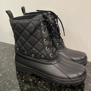Sperry Duck BOOTS Quilted Waterproof STS83693 Womens Size 7 Black Rubber